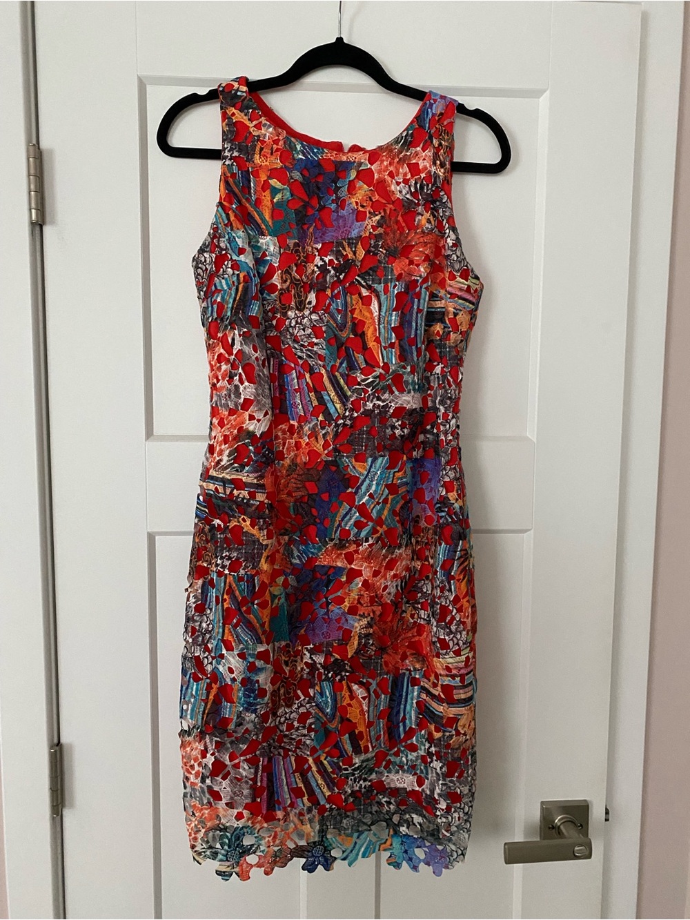 Frank Lyman Design Red Multicolor Floral-Print Sleeveless Midi Dress